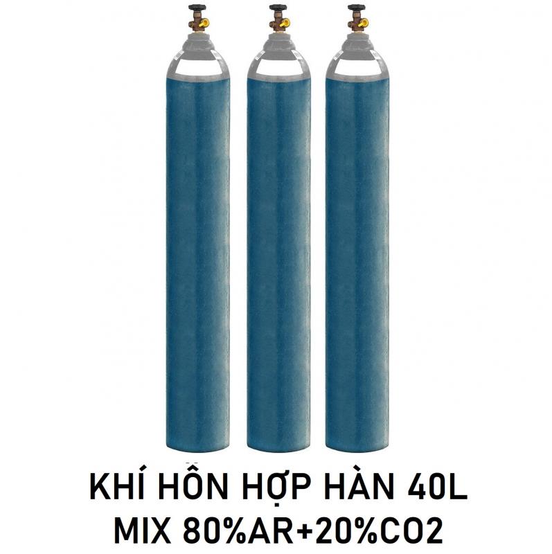 Khí hỗn hợp hàn MIX 20%CO2+80%Ar chai 40L